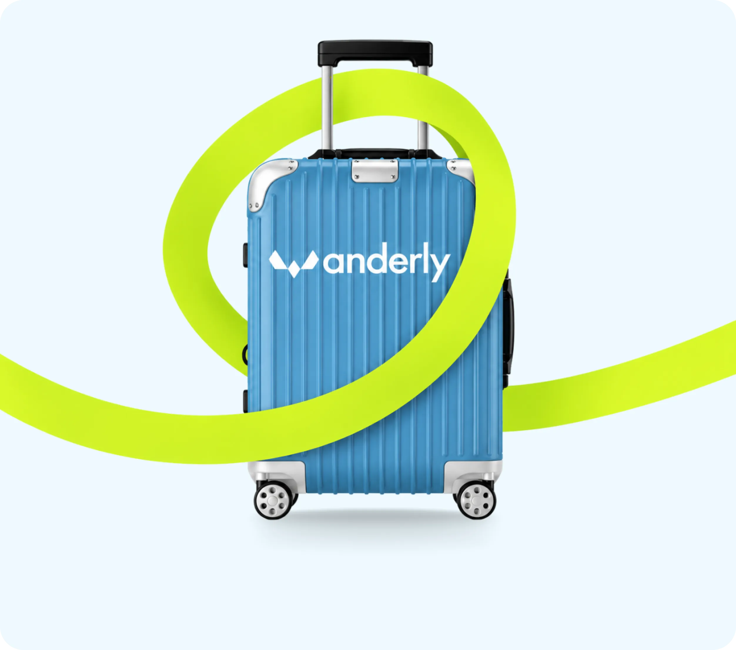 Branded luggage with a lime ribbon