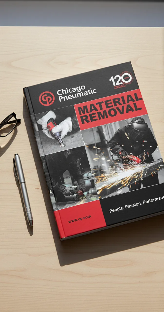 Chicago Pneumatic catalogue cover on a desk