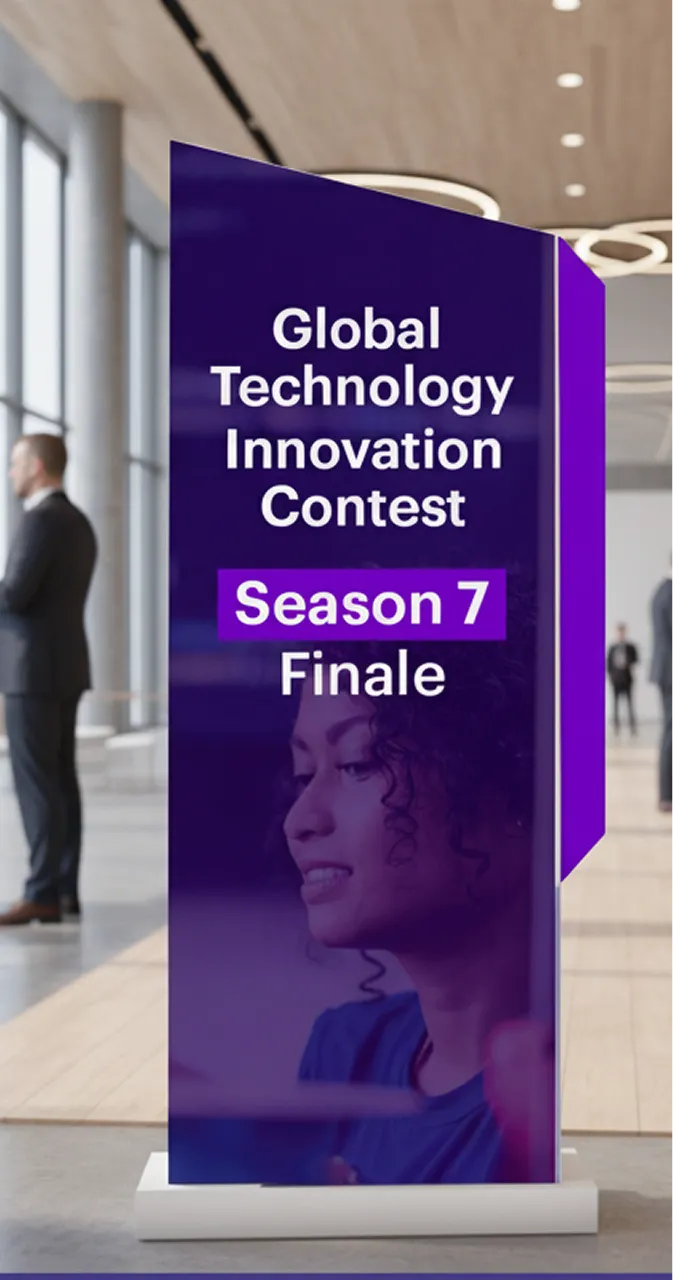 Global Technology Innovation Contest standee in a lobby