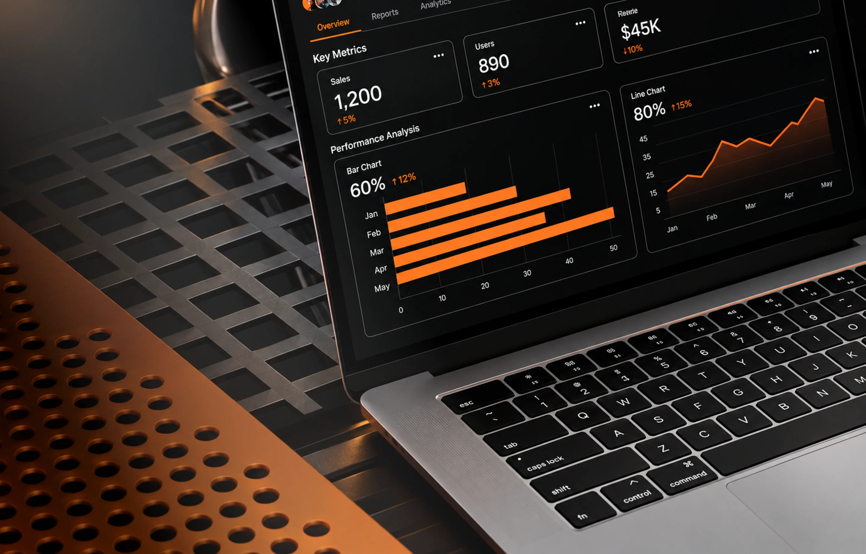A SaaS dashboard interface on a laptop screen